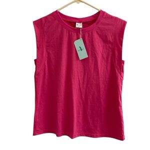 WIHOLL Womens M Pink Top Sleeveless T-Shirt Running Exercise NWT
